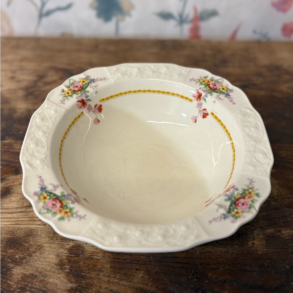Vintage Myott, Son & Co. Floral Earthenware Bowl